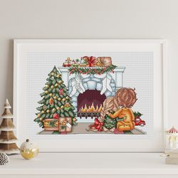Cozy Christmas cross stitch pattern PDF, children cross stitch, holiday cross stitch, christmas cross stitch pattern