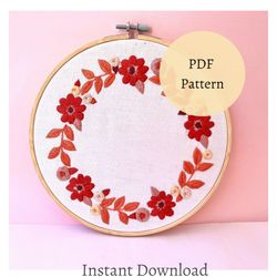 PDF Pattern -Floral Embroidery for beginners Autumn Embroidery design