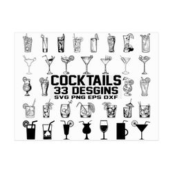 cocktails svg/ cocktail party svg/ cocktail clipart/ silhouette/ stencil/ cut file/ vector