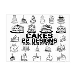Cakes svg/ birthday svg/ dessert svg/ baking svg/ wedding svg/ clipart/ silhouette/ cut file/ cricut
