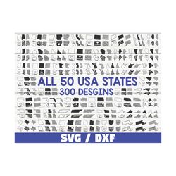 usa states svg bundle / 50 states svg bundle / cut files / cricut / clip art / commercial use / america svg / states out