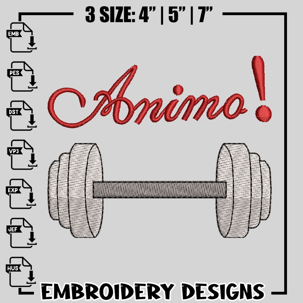 Dumbbell Logo embroidery design