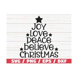 joy love peace believe christmas svg / christmas tree word svg / cut file / cricut / commercial use / silhouette / dxf f