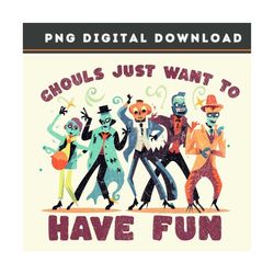 ghouls just have fun digital png, retro halloween ghoul png digital download, 90s ghouls sublimation png, halloween danc