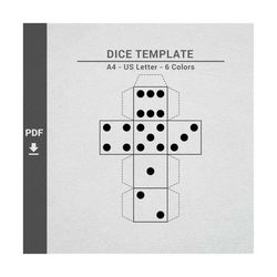 printable dice template for kids' crafts, activity and diy - board games or coloring - pdf digital download
