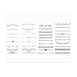 36 x hand drawn text dividers /page dividers svg,png 300 ppi,eps/page ornaments printable/digital/circuit