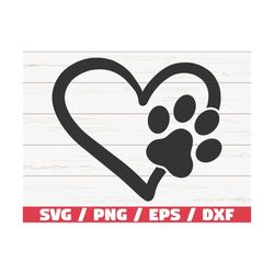 dog paw heart svg / cut file / cricut / commercial use / silhouette / dog cat mom svg / paw print svg