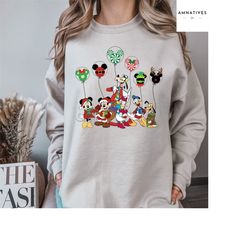 mickey christmas sweatshirt, mickey and friends shirt, santa mickey and friends shirt, christmas sweatshirt