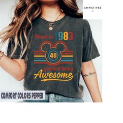 made in 1983 years of being awesome, mickey shirt, disney shirt, disneyland shirt, disney made in 1983