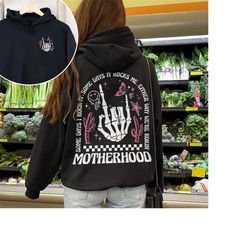 gift for mom, mom shirt, trend shirt, motherhood some day i rock it sweatshirt, trendy front and back shirt, skeleton sw