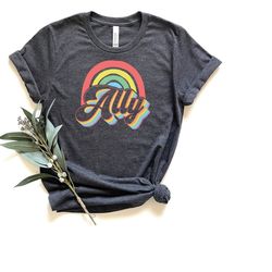 rainbow ally shirts, retro pride t-shirt, lgbtq ally shirt, pride shirt, equality shirt, lgbtq pride shirt, lesbian shir