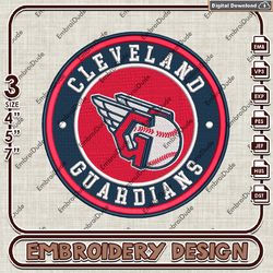 MLB Cleveland Guardians Team Embroidery Design, MLB Embroidery Files, MLB Guardians Embroidery, Machine Embroidery