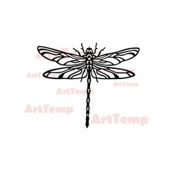 dragonfly svg cut file, dragonfly clipart, dragonfly vector, svg for cricut, silhouettes dxf decal, stencil, dxf file fo