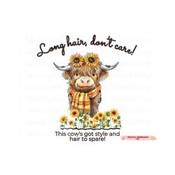 highland cow png | adorable and cute longhaired cow clipart | digital download |  highland longhaired cow png