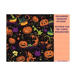 halloween seamless pattern pumpkins cats jack pattern file for fabric sublimation