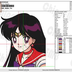 sailor mars embroidery design, sailor moon embroidery design, anime embroidery design, machine embroidery designs