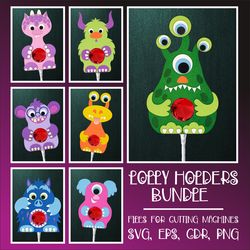Funny Monsters | Lollipop Holder Bundle | Paper Craft Templates SVG | Sucker holder