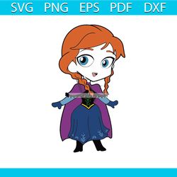 frozen princess anna chibi svg, disney svg, anna princess svg, anna svg, anna frozen svg, frozen anna svg, frozen svg, a