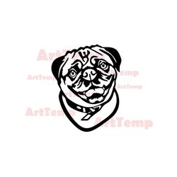 pug svg, dog dxf cut file, pet svg for cricut, dxf for laser cnc, pug clipart, silhouettes dxf, vector dog, dog shirt de