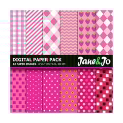 50 off sale sweet pink & white digital paper with pink polka dots,chevron,stripes,harlequin,geometric,square,strawberry