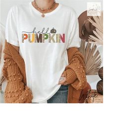 leopard print hello pumpkin t-shirt | cute fall shirt | animal print shirt | autumn pumpkin shirt | hello fall tee | pum