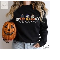 cat spooky season crewneck sweatshirt | halloween kitty sweatshirt | cute fall halloween jack o lantern shirt | witch ca