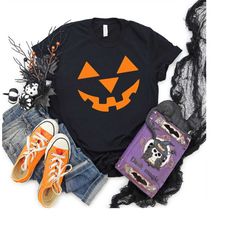 halloween pumpkin face shirt, scary face t-shirt, halloween gifts, family halloween shirts, hallowen party costumes, hal