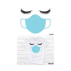 face mask svg , clipart,eyelashes with facemask svg file silhouette circut cutting file,iron on transfer,quarantine mask