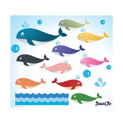 50 off sale whale clipart , whales graphics , whale illustrator ,whale vector clipart , digital whale , nautical clip ar