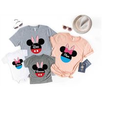 personalized easter day disney theme shirt, easter bunny matching family shirt, easter day mickey and minnie ears shirt,