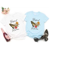 blessed mama shirt, cute mom shirt, mother's day gifts, gift for mom, mothers day long sleeve shirt, happy mother's day