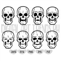 Skull Bundle Svg, Skull With Emotions Svg, Skull Svg, Skull Clipart, Skull Set Svg, Skull Silhouette, Skull Vector, Skul