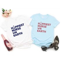 custom happiest nurse on earth shirt, nurse week gift, nurse minnie ears shirt, matching group nursing shirt, nurse comf