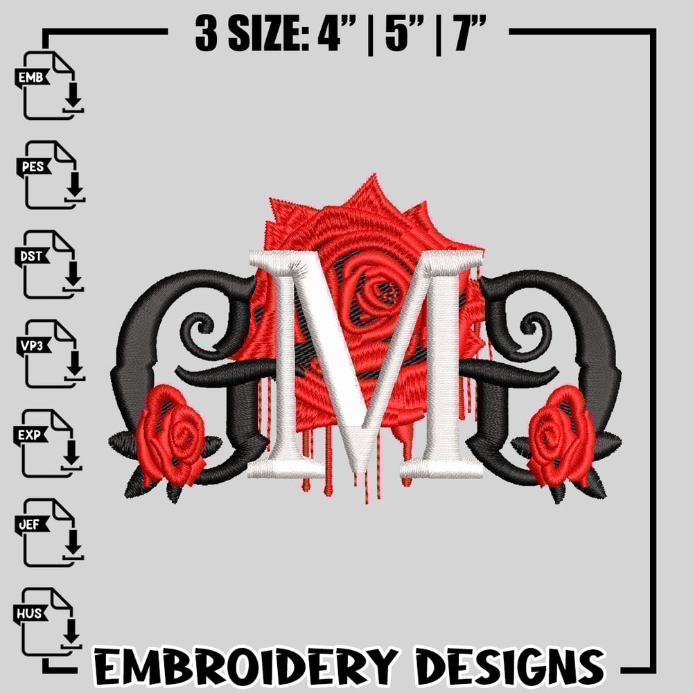GMD Rose Logo embroidery design
