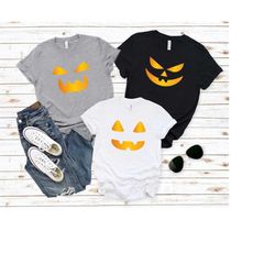 jack-o-lantern shirt, custom halloween pumpkin face t-shirt, halloween family shirts, pumpkin family face, halloween par