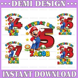 Personalized Name Super Mario Birthday Design Png, Custom Super Mario PNG, High Quality PNG, Digital download