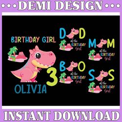 Family Matching Dinosaur Birthday Girl Svg, Cute Pink Dino Personalized Birthday Png, Digital Download