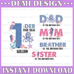 Personalized Name And Age Matching Family Oneder the Sea Png, Octopus Birthday Png, Family Matching birthday Png, Digita
