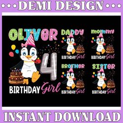 Personalized Name Birthday Penguin Png, Penguin Birthday Girl, Daddy Mommy of the Birthday, Personalized Family Birthday