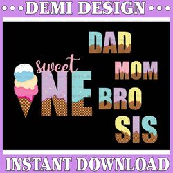 Family Ice Cream Birthday Png, Mom Dad Bro Sis Family Ice Cream Birthday Png, Matching Ice Cream Birthday Png, Digital