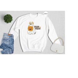 halloween sweatshirt, halloween dog cute shirt, pumpkin halloween sweatshirt, dog ghost halloween shirt , trick or treat