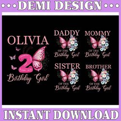 personalized butterfly birthday girl png, butterflies family birthday png, floral 1st birthday girl family png, digital