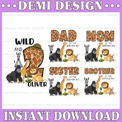 Personalized Name Age Safari Animals Birthday Family Png, Family Matching Birthday Party Wild and Family Birthday Png