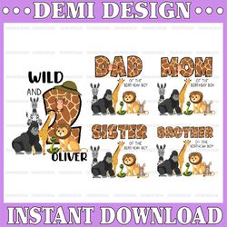 personalized name age safari animals birthday family png, family matching birthday party wild and family birthday png