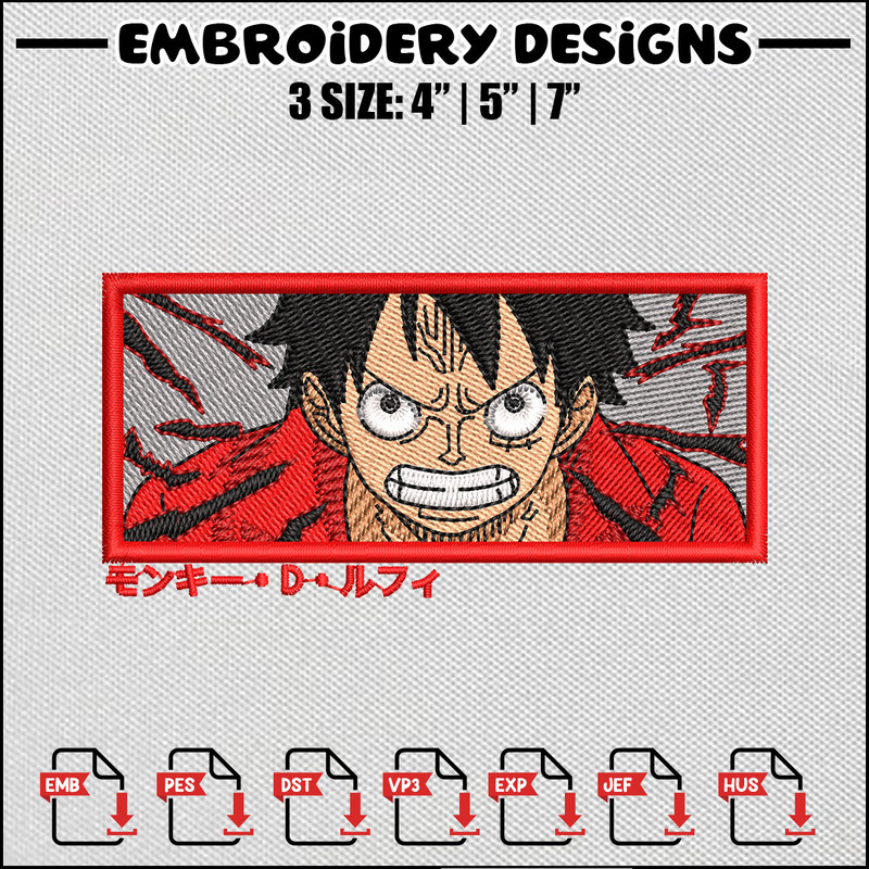 Luffy frame embroidery design