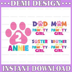 Personalized Name And Family Matching Paw Birthday Svg, Funny Dog Paw Animal Personalized Birthday Svg, Digital Download