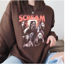 Vintage Let's Watch Scary Movies Crewneck Sweatshirt, Scream Vintage Halloween , Scream T-shirt, T shirt Gift for Men Wo