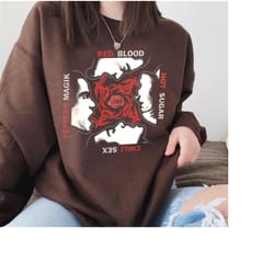 red hot chili peppers 90s vintage dark chocolate t-shirt, rhcp tee, red hot chili peppers rock band 2023 tshirt sweatshi