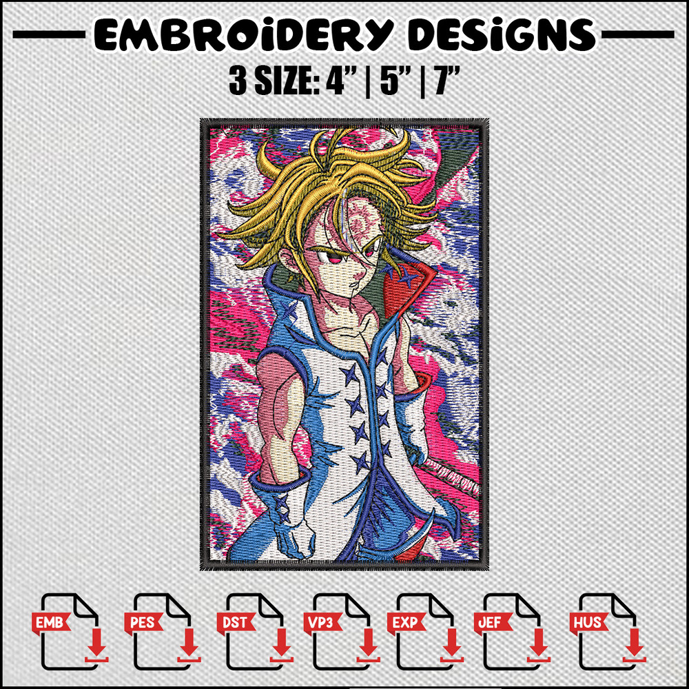 Meliodas box embroidery design