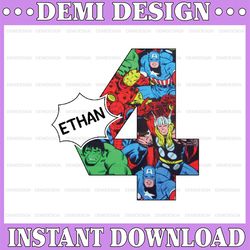 Personalized Name Age Superhero Birthday Png, Personalized Custom Birthday Gift For Son Daughter Png, Superhero Birthday